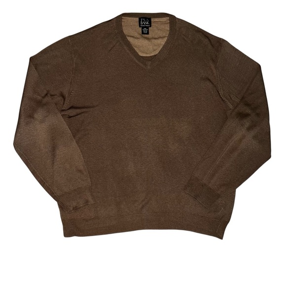 Men's Brown V-Neck Sweater 100% Silk XXL - Picture 2 of 6